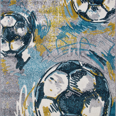 Детский ковер C077 - MULTICOLOR для мальчиков с футбольными мячами