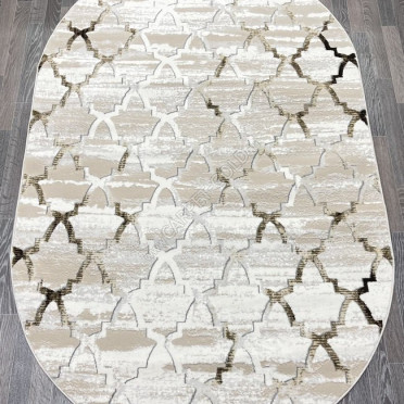 Турецкий ковер 40547B_KAHVE / COKME BEYAZ ОВАЛ